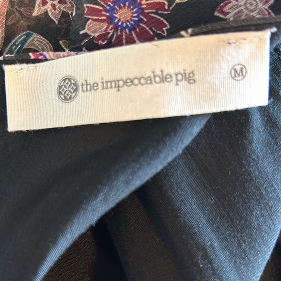 The Impeccable Pig | Black Floral Ruffled Fit & Flare Dress | Medium - Picture 15 of 16